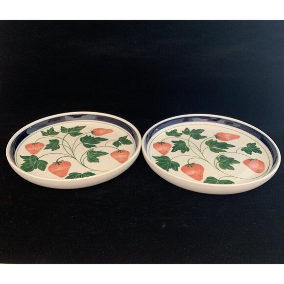 Pair of Dansk Strawberry Salad Plates Philippines 8" Berries Series Discontinued - Picture 3 of 7
